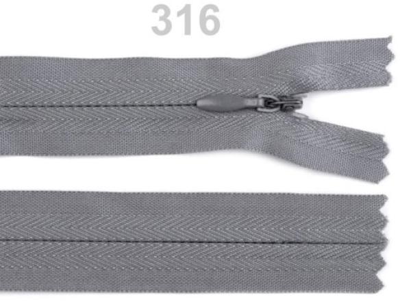 Reißverschluss Nahtverdeckt Länge 60 cm Mittelgrau